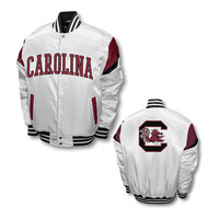 Vêtements personnalisés NCAA South Carolina Gamecocks - Blousons varsity légers en satin blanc pour hommes
