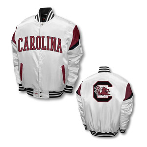 custom N C A A South Carolina Gamecocks Apparel - <b>Men's</b> College Lightweight <b>White</b> Satin Bomber Varsity <b>Jackets</b> For <b>Men</b> - Product Image 1