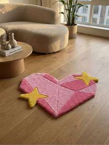 Tapis en laine rose moderne de luxe, forme régulière, en peluche tuftée, tapis décoratif doux pour la chambre à coucher, le salon, tapis d'appoint personnalisé - Product Image 6
