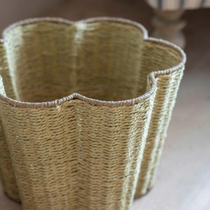 Vintage Paper Rope Storage <b>Basket</b> Handwoven <b>Wicker</b> Storage Bin Tall Floor <b>Basket</b> Entryway Paper Holder Home Organizer - Product Image 3