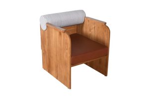 Fauteuil BlocRoll de haute qualité, fauteuil lounge moderne rembourré avec base en bois massif, assise confortable pour le salon - Product Image 2