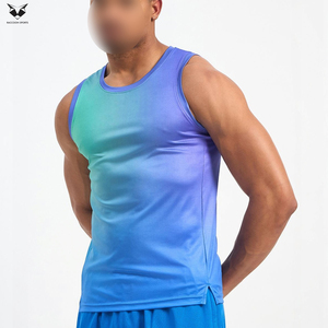 With Wholesale Rate New Arrival OEM ODM Service Quick Dry Sporty O-Neck Sleeveless Gym Activewear Blue Green Purple <b>Singlets</b> - Product Image 4