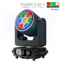 SHEHDS 7*40W Projecteur à tête mobile LED RGBL 4-en-1 Wash Light DMX 24/54CH Zoom pour éclairage de scène DJ
