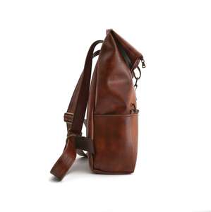 Leather Anti-Theft <b>Roll</b> Top <b>Backpack</b> Vintage <b>Backpack</b> Bag Unisex Waterproof Travel Day Pack Zipper LTBP-0262 - Product Image 5
