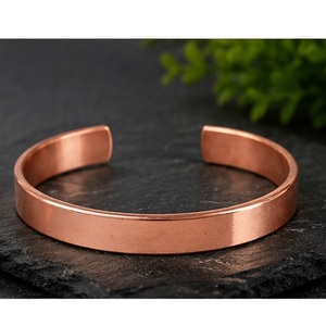 Copper Flat Cuff Bracelet Handcrafted Solid Copper Bangle Wholesale Modern Men's Solid Copper Wide Flat Cuff Bracelet Minimalist - Product Image 2