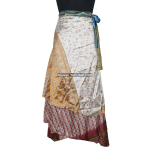 Venta al por mayor de faldas cruzadas de seda vintage para verano, faldas largas cruzadas de seda vintage, faldas mágicas para cubrir ropa, talla 38 pulgadas - Product Image 4
