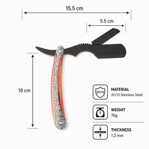 Wood Handle Straight <b>Razor</b> Stainless Steel Blade Single Blade For Face Shaving Smooth & Comfortable Professional - Product Image 3
