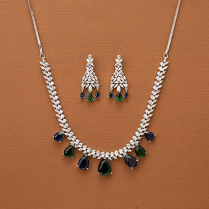 Mayoristas de Joyería Artificial de Moda en India, Collar Clásico de Circonia Cúbica con Baño de Rodio - Product Image 1