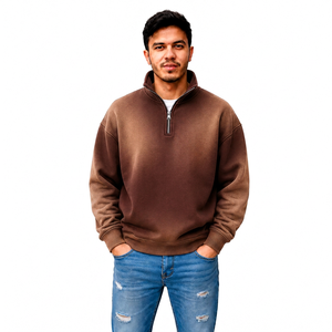 Fabricante de Sudaderas con Cierre de Cremallera de un Cuarto para Hombre, Estilo Francés, con Efecto Desgastado por el Sol, Ropa Urbana al por Mayor, Marca Privada, Proveedor de Ropa OEM - Product Image 5