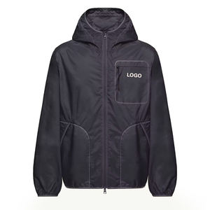 Top Trendy Premium Men Hooded Windbreaker Jacket Lightweight Nylon Water Repellent Custom Outdoor Casual Windproof Sports Jacket - Product Image 1