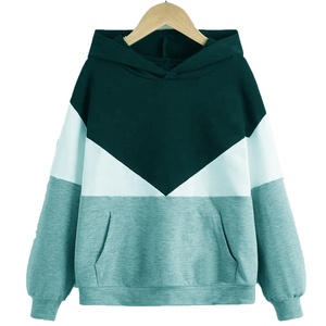 Sudadera con capucha de manga larga de rizo francés de talla grande para hombre, sudadera con bloques de color bordados personalizados, hombros caídos, ajuste holgado para primavera - Product Image 5