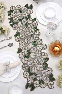 Handmade white flowers beaded runner - Product Image 2