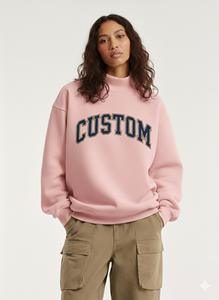 Sweat-shirt surdimensionné en molleton pour femme, col montant, avec logo frontal, coupe-vent et écologique, collection automne 2026 – Vente en gros personnalisée de haute qualité - Product Image 3