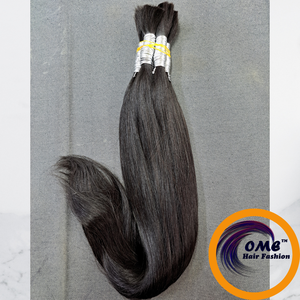Extensions de cheveux humains vierges lisses en vrac, 100% cheveux Remy non traités pour tressage, cheveux en vrac noir naturel - Product Image 5