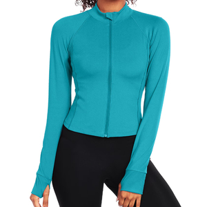 Women's Yoga Sports <b>Workout</b> <b>Jacket</b> Zipper Breathable Anti-Bacterial Anti-Static Quick-Drying Long-Sleeved Top Seamless Plus Size - Product Image 5