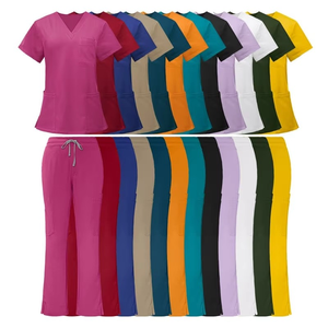 Hot Selling Polyester OEM Custom Logo Comfortable Hospital Uniform Soft Short Sleeve Uniform Women Nursing <b>Scrubs</b> - Product Image 2