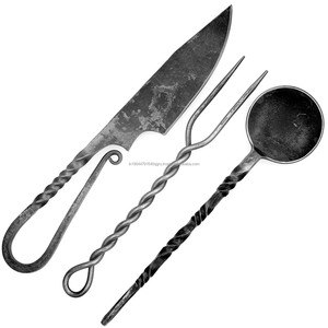 Couteau antique fait main cuillère fourchette ensemble de vaisselle de camping en plein air - Product Image 4