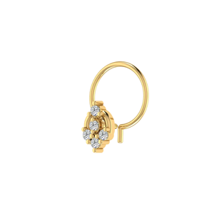 14K Or Marquise Floral Drop Design 0.06ct Diamant Naturel Nez Pin Fine Piercing Bijoux - Product Image 4