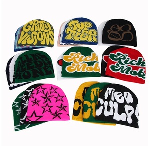 Gorro de punto sin puño de alta calidad con estampado jacquard integral de letras y gráficos, al por mayor, bajo MOQ, mejor precio - Product Image 4
