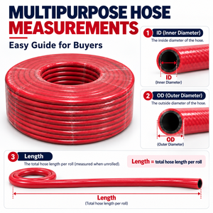Tuyau flexible multi-usages KARYON en PVC rouge industriel avec tube intérieur en NBR, 100 m, tressage en polyester haute résistance, pour l'apport d'eau/air - Product Image 6