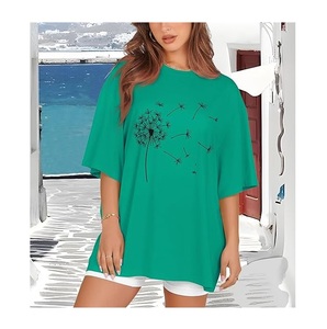 Nouvelle collection de t-shirts pour femmes, imprimés numériquement, confortables, décontractés, 100% coton, manches courtes, grande taille, épaules tombantes, Bangladesh - Product Image 4