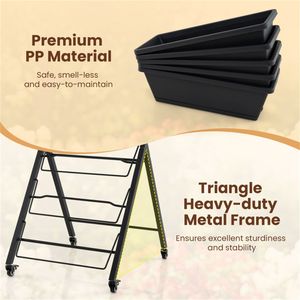 Fioriera Verticale a 5 Livelli con Ruote, Contenitori Rimovibili per Patio e Balcone, Vasi e Fioriere - Product Image 4