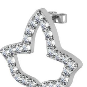 Pendientes de Plata con Diseño de Hoja de Cristal para Mujer, Joyería Elegante y a la Moda, Pendientes de Botón, Accesorio Destacado, Regalo, Uso Diario - Product Image 6