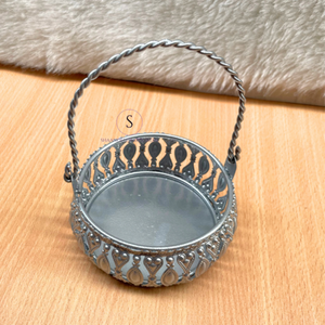 Panier en argent plaqué argent fait à la main en Inde, panier de table pour fleurs, pour mariage et fête, panier de retour de faveur - Product Image 5