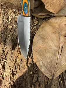 Couteau à lame fixe fait main avec manche bleu-orange, couteau de camping en acier inoxydable à pointe tombante, outil EDC pour l'extérieur - Product Image 3