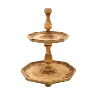 Luxuries Quality Mango Wooden 2 Tier Cake Stand Natural Finish Wooden Cupcake & Dessert Display Home Decor Table Centerpiece - Product Image 4