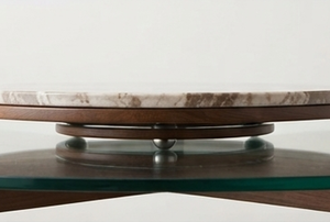 Round Marble <b>Lazy</b> <b>Susan</b> Turntable Tray with Wood Base <b>Storage</b> Holder For Kitchen Table Countertops Dining Display Organization - Product Image 2