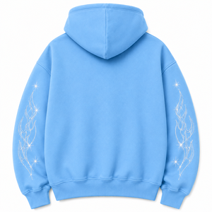 Sweat à capuche personnalisé avec strass en forme de flamme, surdimensionné, en molleton de coton épais, style streetwear Y2K - Product Image 4