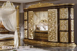 Armoire de style européen noir royal pour chambre Armoire en bois sculpté à la main en or noir Armoire en bois roumain pour chambre à coucher - Product Image 4