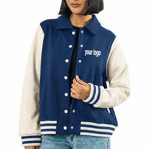 Chaqueta Universitaria para Mujer, Diseño Personalizado, Tela de Mezcla de Lana, Costuras Premium, Chaqueta Universitaria para Mujer con Cuello Acanalado de Lana Melton - Product Image 4