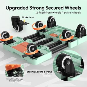 Carrello Pieghevole Portatile Resistente da 227 kg (500 libbre) a 6 Ruote con 2 Corde Elastiche, Carrello per Bagagli Pieghevole, Carrello Portatile - Product Image 3