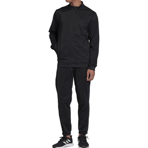 Men's Black Full Length Tracksuit Solid Color Breathable <b>Polyester</b> Autumn Casual Wear Stand Collar <b>Jogger</b> Set - Product Image 3