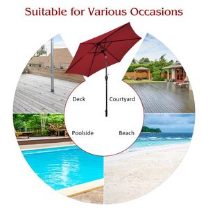 Parasol de terrasse extérieur de 3 mètres avec réglage d'inclinaison et manivelle pour votre espace de terrasse - Product Image 3