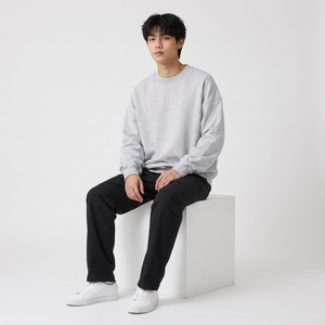 Wholesale custom relaxed fleece <b>crewneck</b> with drop shoulder and custom apparel for US apparel retailers - Product Image 6