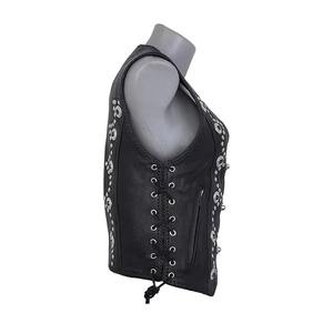 Chaleco de Cuero Genuino para Mujer, Piel de Cordero Premium, Estilo Motero, Logotipo Personalizado, Proveedor de Fábrica al por Mayor OEM - Product Image 3