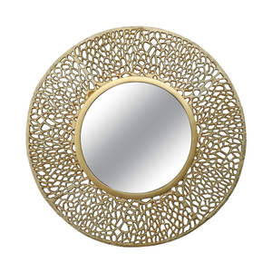 Miroir mural ovale de style vintage en feuille d'or, finition artisanale, cadre en bois doré classique antique, pour salle de bain - Product Image 5