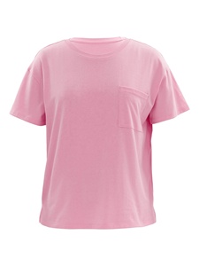 Camiseta de Manga Corta para Mujer, Cuello Redondo, Color Rosa, 100% Algodón, Transpirable, Corte Regular, Informal, con Bolsillo Frontal, Tejido de Punto - Product Image 6