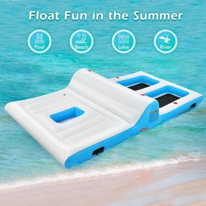 Lettino Gonfiabile Galleggiante per 4 Persone con Pompa Elettrica da 130W, Materassino Portatile in PVC per Mare e Acqua - Product Image 6
