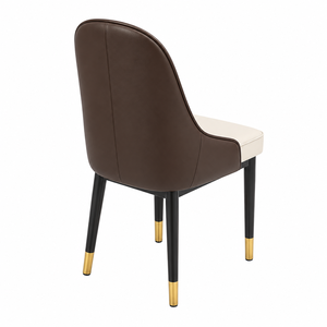 Chaise de salle à manger moderne en cuir PU et mobilier de maison avec dossier rembourré, pieds en métal noir et accents dorés pour hôtel - Product Image 2