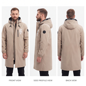 Men's <b>Plus</b> <b>Size</b> Hooded Double Breasted Canvas Windbreaker Down <b>Coat</b> Breathable Lightweight Waterproof Long Hiking Jackets - Product Image 5