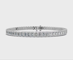 Pulsera de Plata de Ley 925 para Mujer con Diamante de Corte Esmeralda Vintage Cultivado en Laboratorio, Certificado IGI, Ideal para Fiestas de Compromiso - Product Image 2