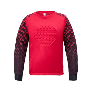 Camiseta de Portero Roja de Manga Larga con Diseño Hexagonal Acolchado en el Pecho, Cuello Redondo, Manga Larga, Ropa Deportiva Unisex para Adultos - Product Image 1