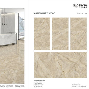 กระเบื้องพอร์ซเลนลายหินอ่อนแบบโมเดิร์น เงา ขนาด 600x1200 มม. ผิวขัดเงา สำหรับตกแต่งผนัง พื้น ภายในและภายนอกอาคาร - Product Image 1