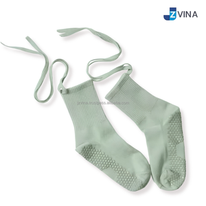 Calcetines de Yoga y Pilates para Mujer JZVINA, Calcetines Antideslizantes con Puntos de Silicona, Tejido Acanalado, con Cordones, para Entrenamiento de Yoga en Interiores - Product Image 4