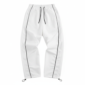 Pantalon de survêtement rétro colorblock coupe-vent avec logo personnalisé pour homme, vintage, 100 % coton, décontracté, avec lacets - Product Image 2