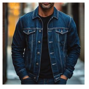 Men's Casual Winter <b>Denim</b> <b>Jacket</b> in Vintage Style <b>with</b> Solid Color Loose Fit Cotton Outwear Slim Fit Single Breasted Design - Product Image 3